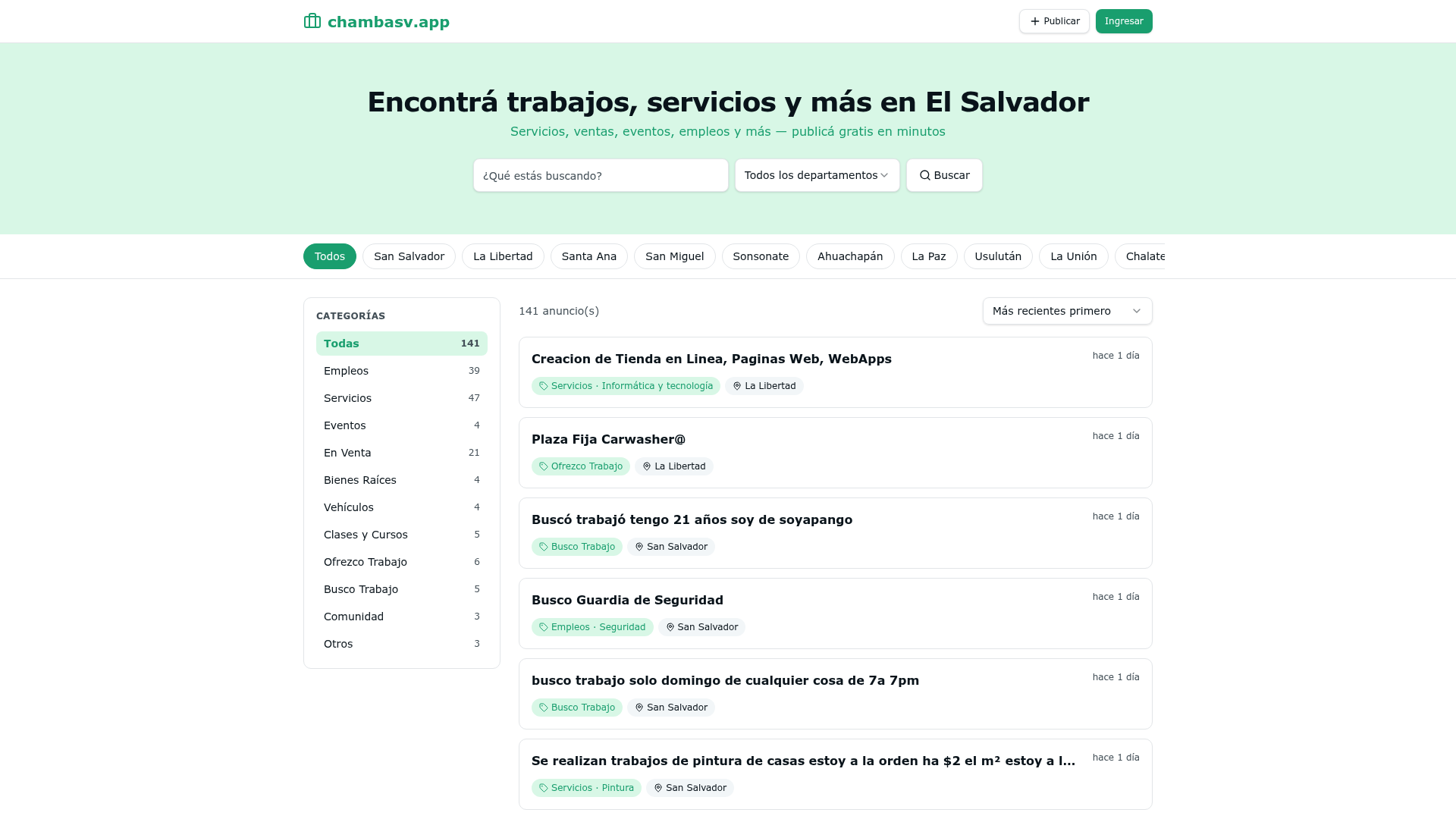 Screenshot de Directorio de Bolsa de Trabajo